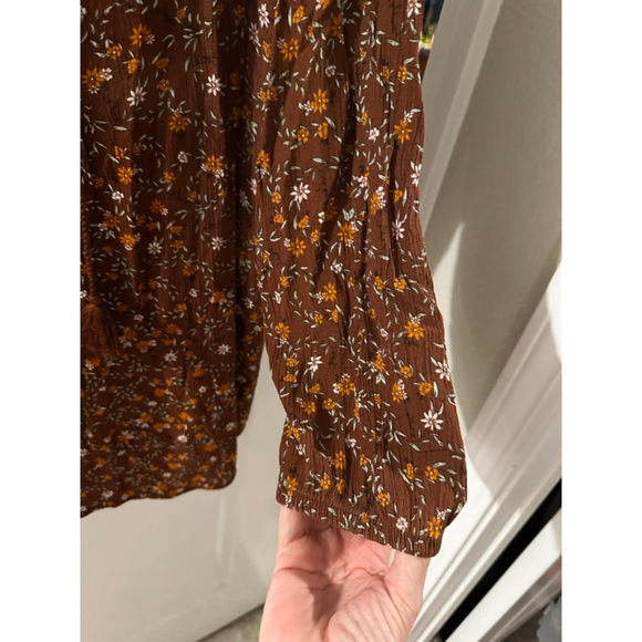 Sonoma XL Brown Orange Floral Long Sleeve Tunic Top - Picture 5 of 8